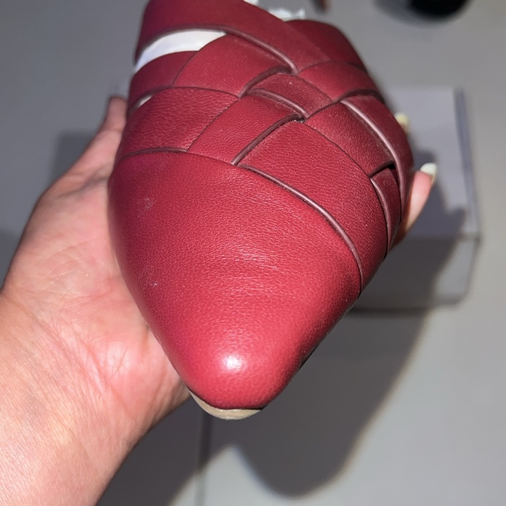Birdies The Dove Burgundy Crossed leather Slip-On Flats 9.5 - Picture 11 of 13